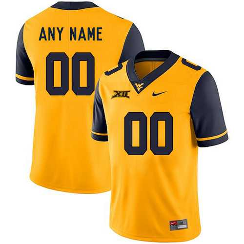 Mens West Virginia Mountaineers Gold Customized College Jersey->customized ncaa jersey->Custom Jersey